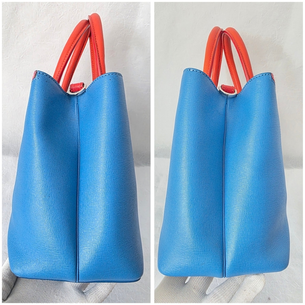 Auth Fendi 2jour Monster Blue/Orange Leather Bag, Wallet And Coin Case - Picture 8 of 11